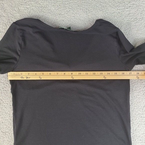 Lauren Ralph Lauren Top Women's Size P/L Basic Black Solid Cotton V-Neck Petite - Picture 7 of 11